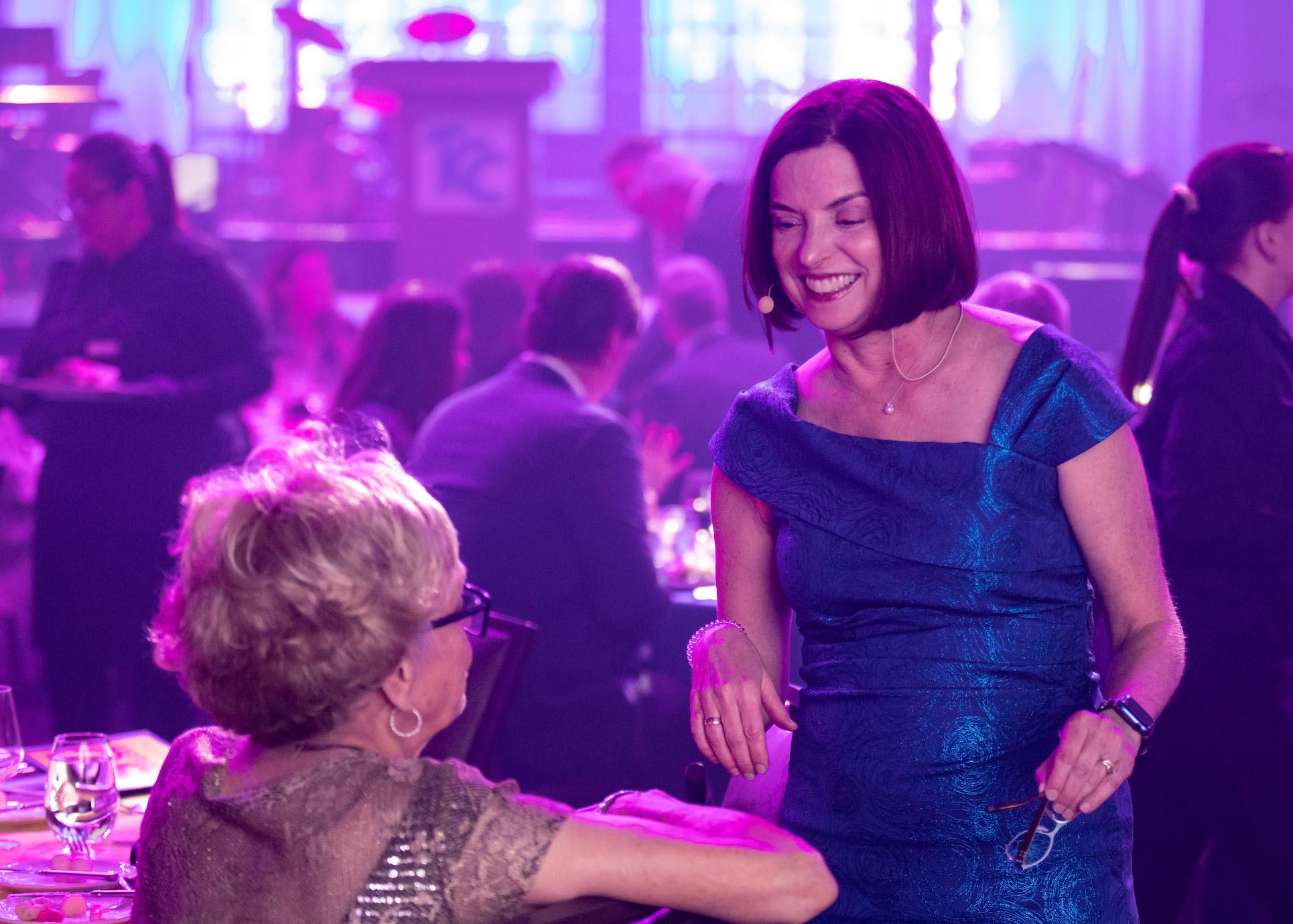 TCC President, Dr. Leigh B. Goodson chats with Vision Dinner attendee.