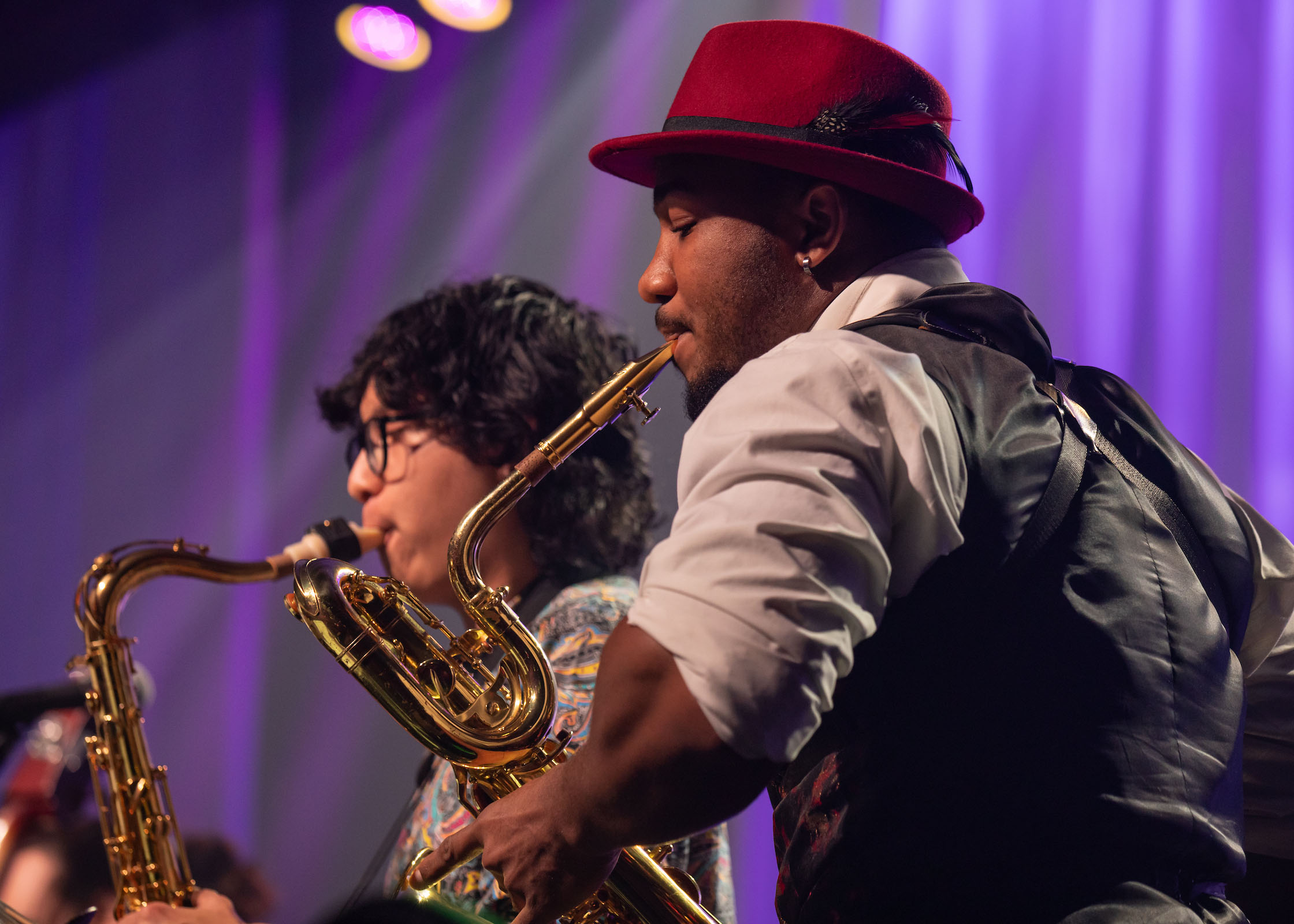TCC Students play saxophone.
